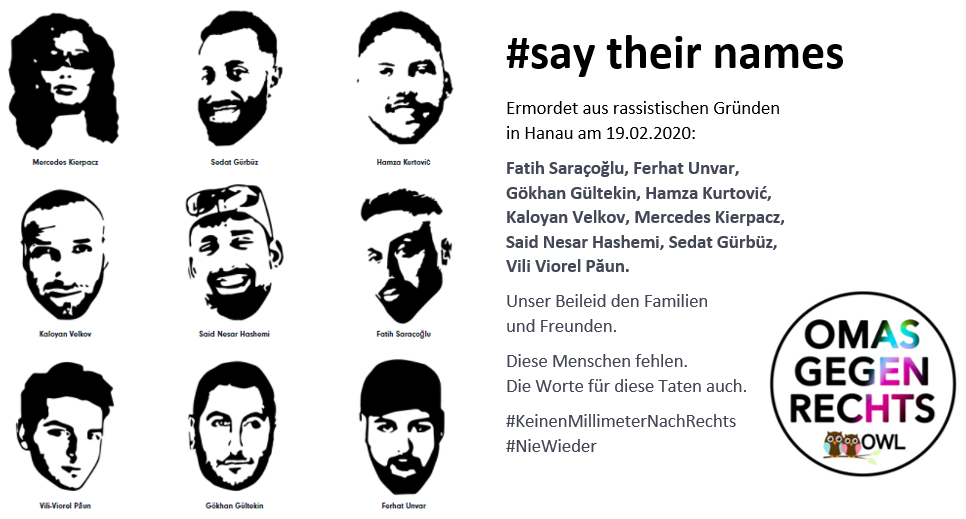 #SayTheirNames: Gedenken an Hanau am 19.2.